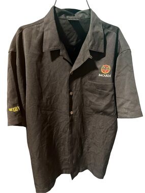 Bacardi Men’s Black Short-Sleeve Button-Down Camp Shirt